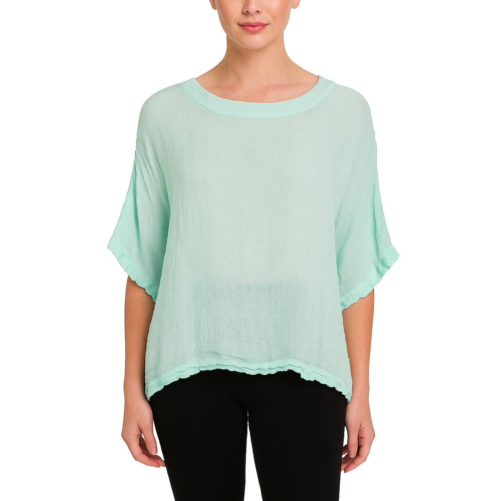 ✨2/$20 J. Jill Linen Mint Green Open Sheer Top Lagenlook Beachy Plus Size 1X